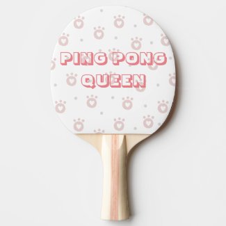 Cute Pet Paws with Hearts  | PING PONG QUEEN Ping-Pong Paddle