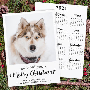 Cute Pet Photo 2024 Calendar Dog Merry Christmas Holiday Card