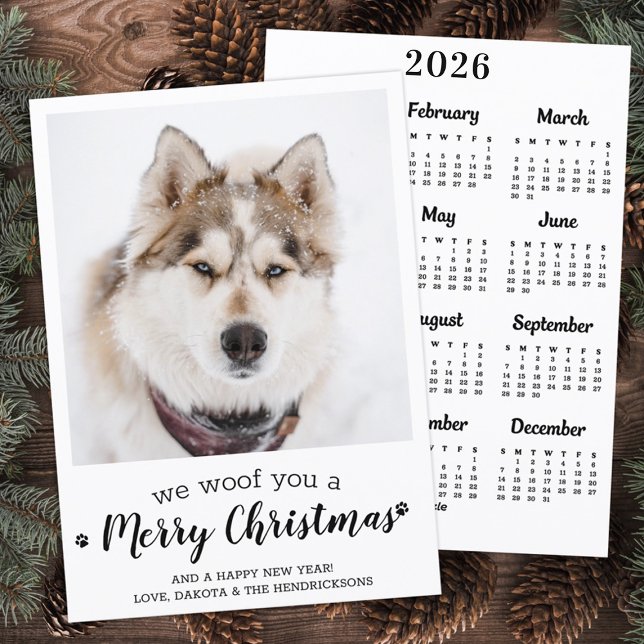 Cute Pet Photo 2026 Calendar Dog Merry Christmas Holiday Card (Creator Uploaded)