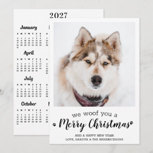 Cute Pet Photo 2027 Calendar Dog Merry Christmas Holiday Card