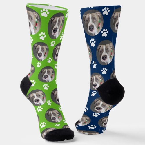 Cute Pet Photo 2 Color Sporty Green Blue  Socks