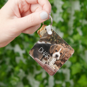 Cute Pet Photo and Name Custom Keepsake Gift Keychain