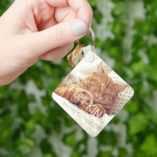 Cute Pet Photo and Name Custom Keepsake Gift Keychain