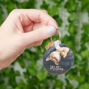 Cute Pet Photo and Name Custom Keepsake Gift Keychain