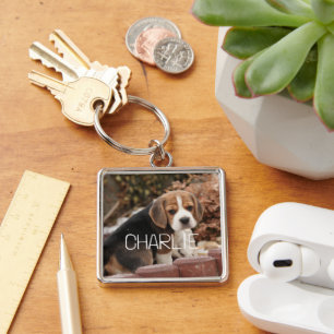 Cute Pet Photo and Name Custom Keepsake Gift Keychain