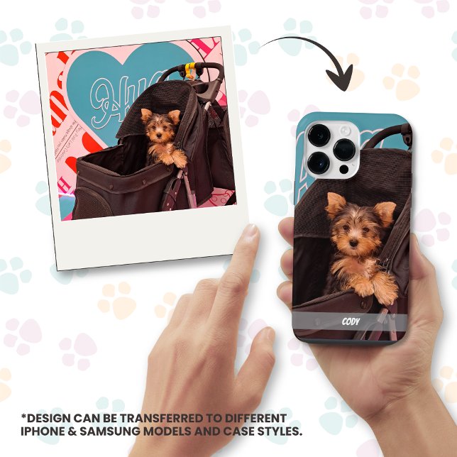Cute Pet Photo Dog or Cat Pet's Name  iPhone Case (Custom Dog or Cat Pet Photo with Pet's Name Personalized iPhone or Samsung Phone Case)