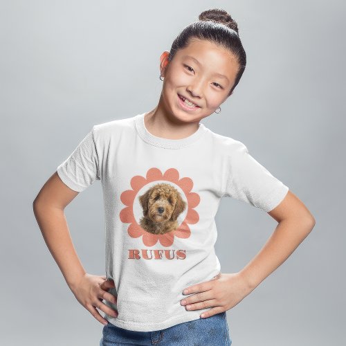 Cute Pet Photo Flower Gift for Girl Dog Love Fun T_Shirt