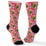 Cute Pet Photo Paw Prints Custom Pink Novelty Dog Socks