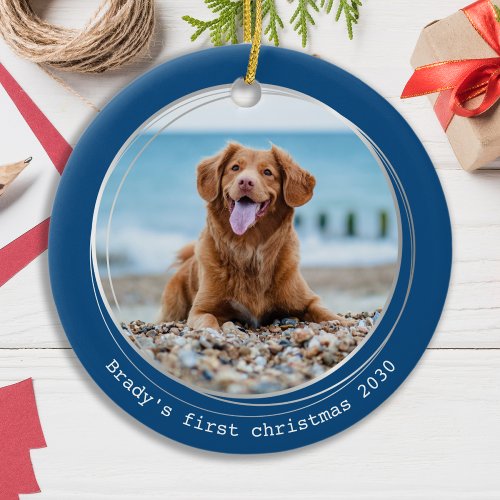 Cute Pet Photo Personalized Dog Lover Christmas Ceramic Ornament