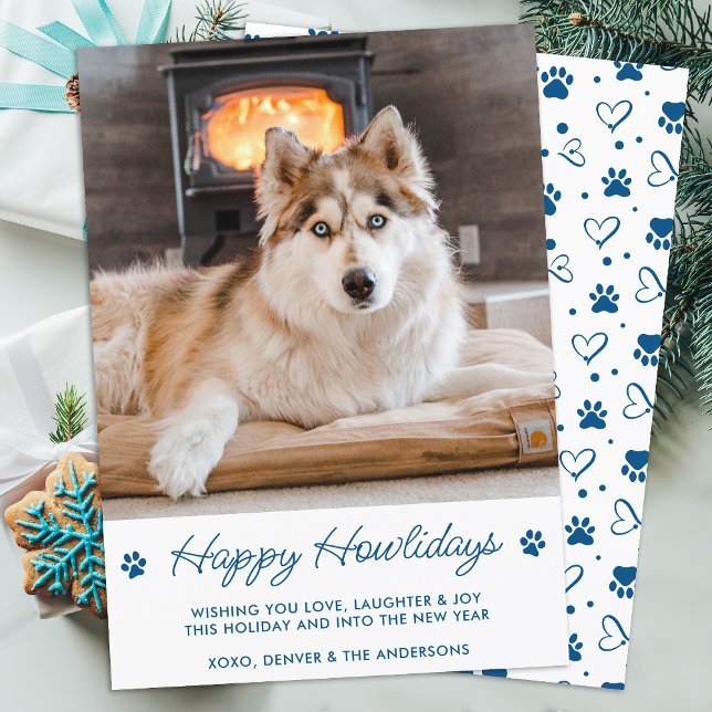 Cute Pet Photo Personalized Happy Holidays Dog Holiday Card (Creator Uploaded)