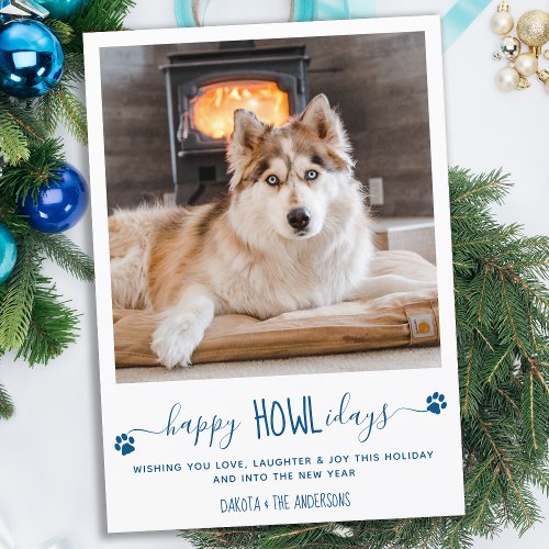Cute Pet Photo Personalized Happy Holidays Dog Holiday Card