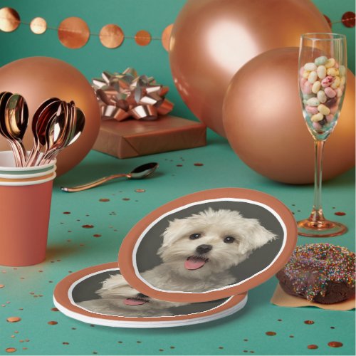 Cute Pet Photo Terracotta Birthday Paper Plates