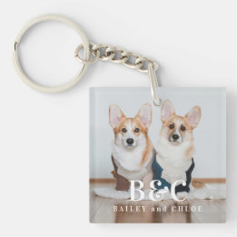 Cute Pet Photo with Monogram Keychain