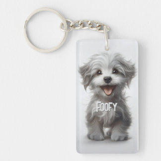 Cute pet photo with name gold plated necklace keychain