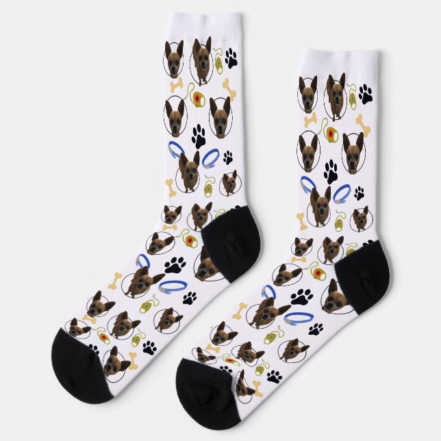 Cute Pet Photos, Paws & Stuffs Customized Socks  (Left)