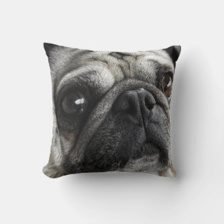 Cute Pet PUG face photo- adorable Throw Pillow