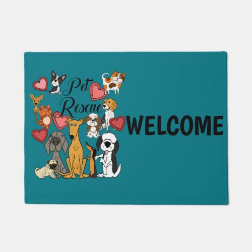 Cute Pet Rescue Love Cartoon Doormat