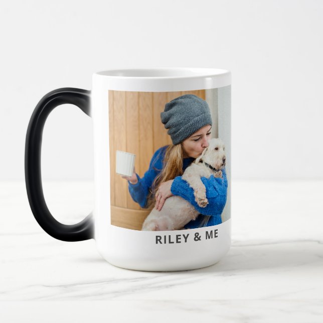 Cute Pet Simple Modern Photo And Name Mug (Left)