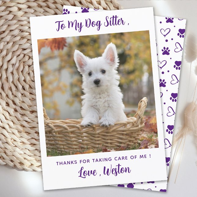 Cute Pet Sitter Custom Dog Puppy Photo Thank You Card (Creator Uploaded)