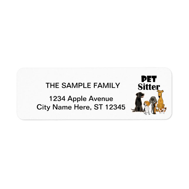 Cute Pet Sitter Dog and Cat Cartoon Label (Front)