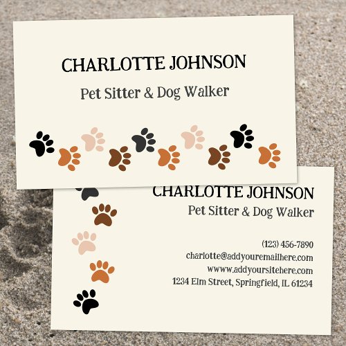 Cute Pet Sitter Dog Paws Business Card