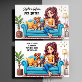 Cute Pet Sitter Dog Walker Business Card