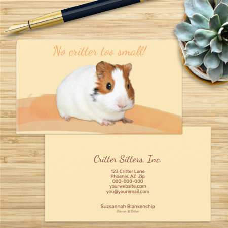 Cute Pet Sitter Guinea Pig Photograph  Business Card