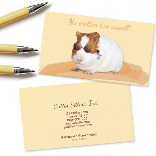 Cute Pet Sitter Guinea Pig Photograph Business Card