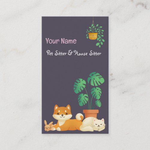 Cute Pet Sitter  House Sitter Business Card