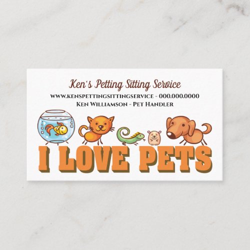 Cute Pet Sitting Animal Care Dog Walking Business Card