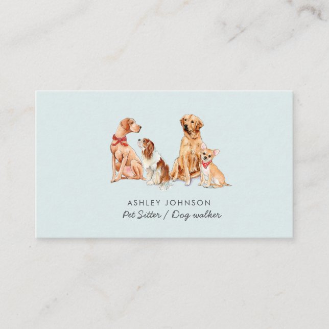 Cute Pet sitting Dog walking  Business Card (Front)
