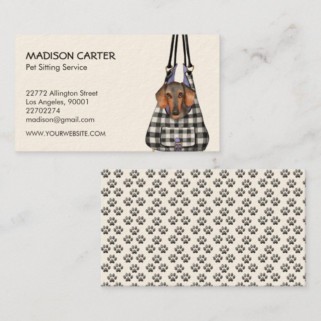 Cute Pet Sitting Service  Business Card (Front/Back)
