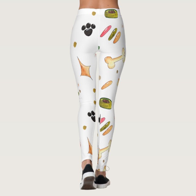 Cute Pet Theme Modern Dog Paw Bone Custom made Leggings (Back)