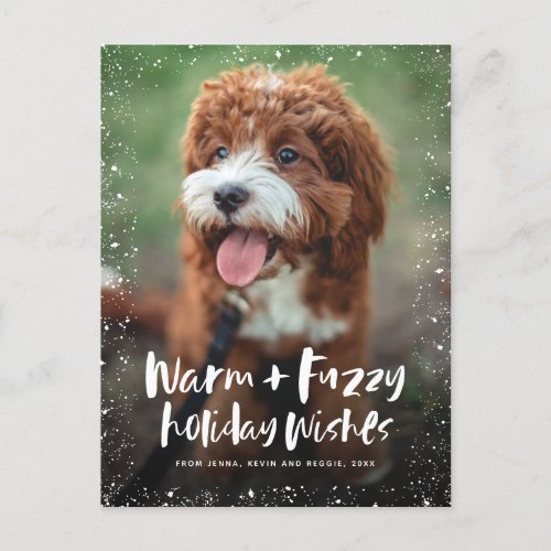 Cute pet warm and fuzzy Christmas photo Holiday Postcard