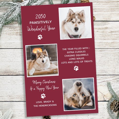Cute Pet Year in Review Custom Dog 3 Photo Holiday