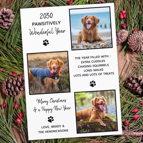 Cute Pet Year in Review Dog Lover Photo Collage Holiday Card