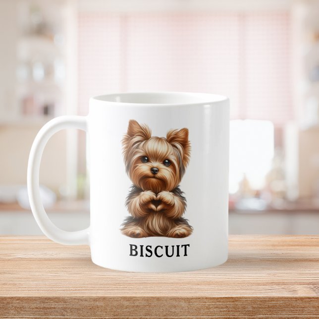 Cute Pet Yorkie Creating a Heart with Paws Coffee Mug (Cute Pet Yorkie Creating a Heart with Paws Coffee Mug)