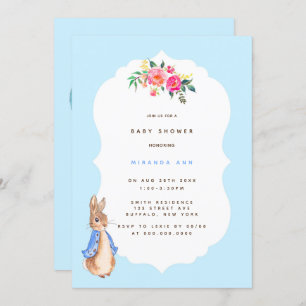Cute Peter Rabbit Baby in Boy Shower Invitation