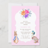 Cute Peter Rabbit Baby in Girl Shower Invitation (Front)