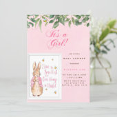 Cute Peter Rabbit Baby in Pink Shower Invitation (Standing Front)