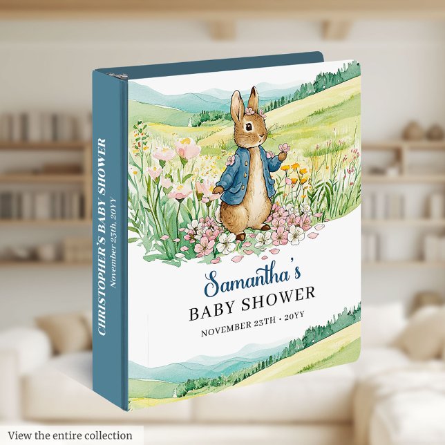 Cute Peter Rabbit Baby Shower Guest Book Album 3 Ring Binder (Cute Peter Rabbit Baby Shower Guest Book Album)
