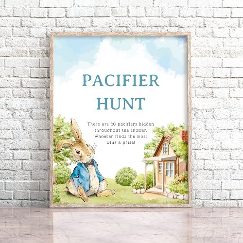 Cute Peter The Rabbit Baby Shower Pacifier Hunt Poster