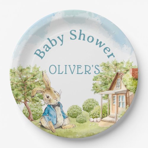 Cute Peter The Rabbit Boy Baby Shower Paper Plates