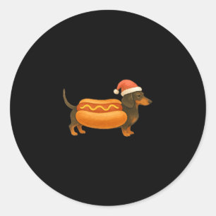 Cute Petite Christmas Funny Hot Dog Dachshund  Classic Round Sticker