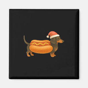 Cute Petite Christmas Funny Hot Dog Dachshund  Magnet