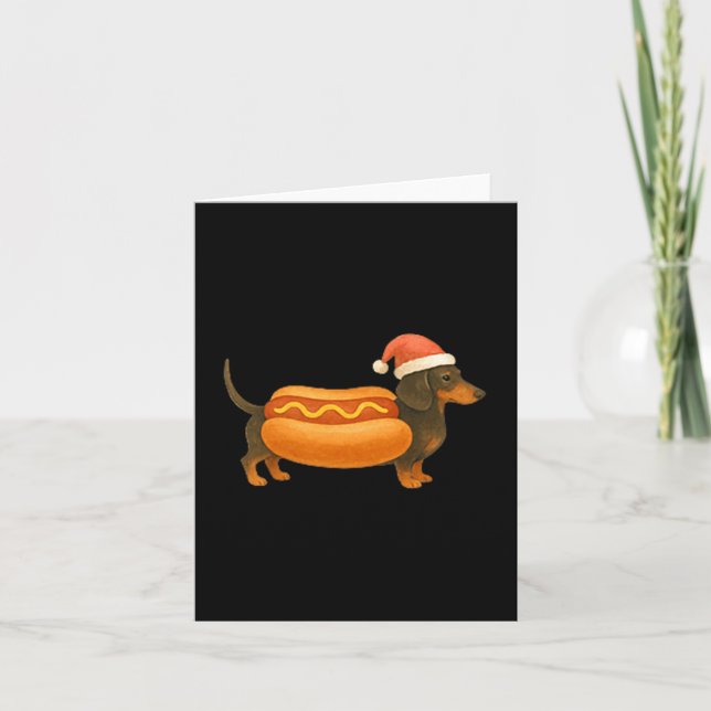 Cute Petite Christmas Funny Hot Dog Dachshund Prem Card (Front)