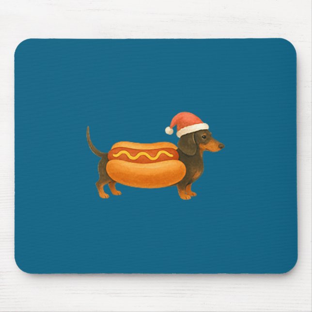 Cute Petite Christmas Funny Hot Dog Dachshund Prem Mouse Pad (Front)