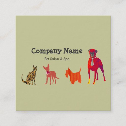 Customizable Cute Animals Dogs and Cats Pet Salon   Spa Business Card Template