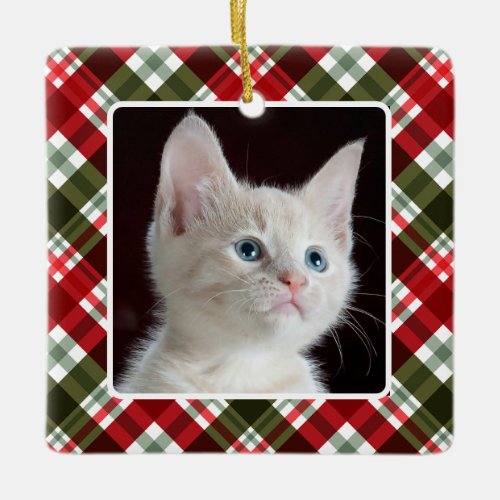 Cute Pets First Christmas Personalized Photo Ceramic Ornament