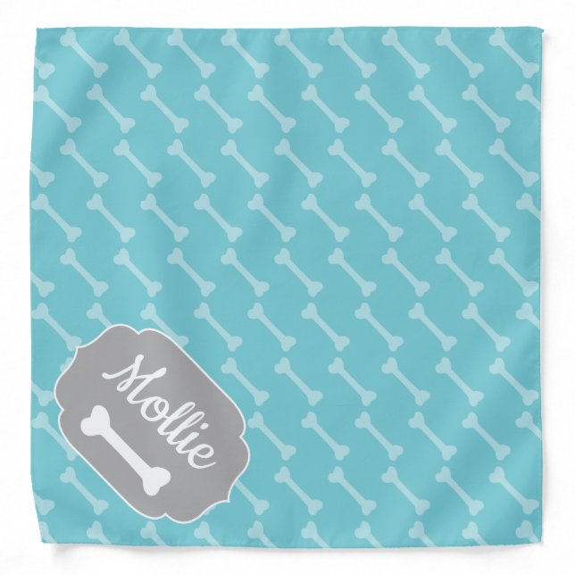 Cute Pet's Name & Bones Pattern Bandana (Front)